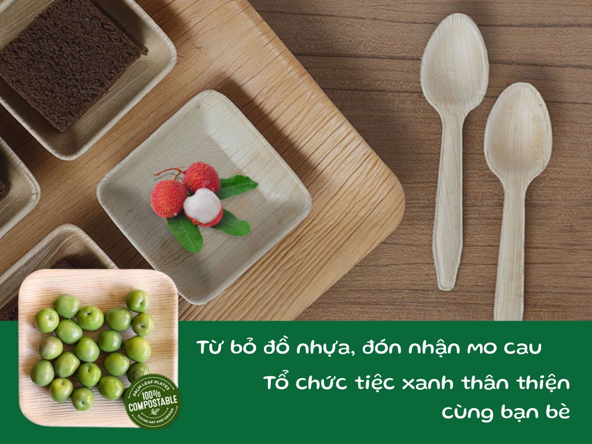 Chén đĩa mo cau cho buổi tiệc xanh thân thiện với môi trường | ArecaViet Mobile Slider