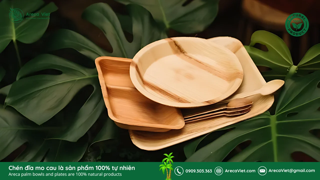 Sản phẩm từ mo cau – Giải pháp xanh thay thế nhựa 1 lần 3 Chén đĩa mo cau là sản phẩm thân thiện môi trường