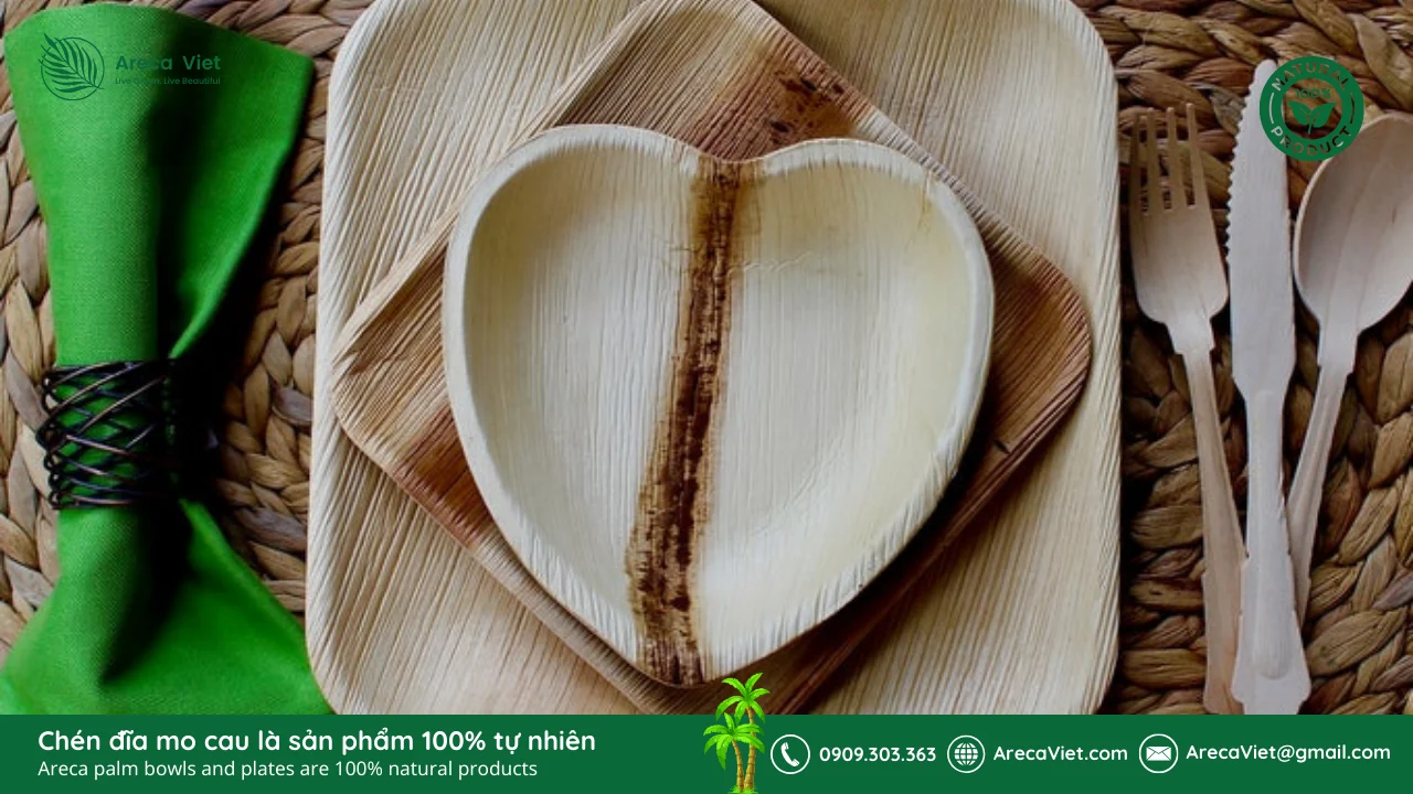 Tính thẩm mỹ của dao muỗng nĩa gỗ trên bàn ăn hiện đại 1 Dao muỗng nĩa gỗ, Chén đĩa mo cau là sản phẩm 100% tự nhiên - Areca palm bowls and plates are 100% natural products (23)