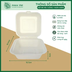 Alternative view of Hộp cơm bã mía vuông GRACZ 600ml [Gói 50 cái]