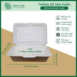 Alternative view of Hộp cơm bã mía nhiều size GRACZ 450-1000ml [Gói 50 cái]