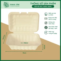 Alternative view of Hộp cơm bã mía chữ nhật GRACZ 700ml [Gói 50 cái]