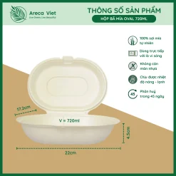 Alternative view of Hộp cơm bã mía oval GRACZ 720ml [Gói 50 cái]