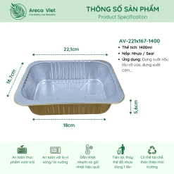 Hộp nhôm thực phẩm chữ nhật cao cấp 1400ml (Thùng 125c | 500c) 6 Hop nhom thuc pham chu nhat cao cap 1400ml 2
