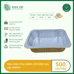 Hộp nhôm thực phẩm chữ nhật cao cấp 1400ml (Thùng 125c | 500c) 8 Hop nhom thuc pham chu nhat cao cap 1400ml