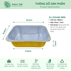 Hộp nhôm thực phẩm chữ nhật cao cấp 1800ml (Thùng 125c | 500c) 6 Hop nhom thuc pham chu nhat cao cap 1800ml 2