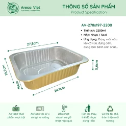 Alternative view of Hộp nhôm thực phẩm chữ nhật cao cấp 2200ml (Thùng 200c)