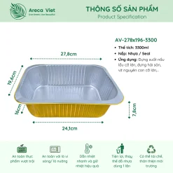 Alternative view of Hộp nhôm thực phẩm chữ nhật cao cấp 3300ml (Thùng 200c)
