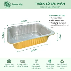 Hộp nhôm thực phẩm chữ nhật cao cấp 750ml (Thùng 125c | 1000c) 6 Hop nhom thuc pham chu nhat cao cap 750ml 2