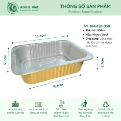 Hộp nhôm thực phẩm chữ nhật cao cấp 930ml (Thùng 125c | 1000c) 6 Hop nhom thuc pham chu nhat cao cap 930ml 2