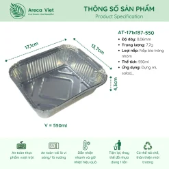 Alternative view of Hộp nhôm thực phẩm chữ nhật màu trắng 550ml (Thùng 125c | 1000c)