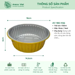 Hộp nhôm thực phẩm tròn cao cấp 1130ml (Thùng 125c | 500c) 11 Hop nhom thuc pham tron cao cap 1130ml AV 180 1130 2