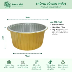 Hộp nhôm thực phẩm tròn cao cấp 960ml (Thùng 125c | 1000c) 10 Hop nhom thuc pham tron cao cap 960ml AV 160 960 2