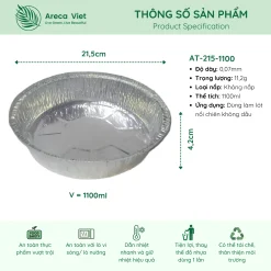 Alternative view of Hộp nhôm thực phẩm tròn màu trắng 1100ml (Thùng 125c | 500c)