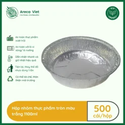 Hộp nhôm thực phẩm tròn màu trắng 1100ml (Thùng 125c | 500c) 11 Hop nhom thuc pham tron mau trang 1100ml