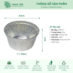 Alternative view of Hộp nhôm thực phẩm tròn màu trắng 120ml (Thùng 125c | 2000c)