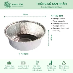 Alternative view of Hộp nhôm thực phẩm tròn màu trắng 300ml (Thùng 125c | 1000c)