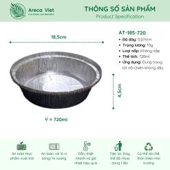 Alternative view of Hộp nhôm thực phẩm tròn màu trắng 720ml (Thùng 125c | 1000c)