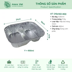 Alternative view of Khay nhôm thực phẩm 2 ngăn chữ nhật màu trắng 800ml (Thùng 125c | 1000c)