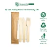 Bộ dao muỗng nĩa gỗ và khăn giấy 4IN1 (Hộp 500 cái)