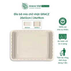 Đĩa bã mía chữ nhật nhiều size GRACZ 20x12cm | 24x19cm [Gói 50 cái]
