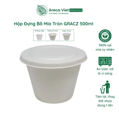 Hộp bã mía tròn GRACZ 500ml [Gói 50 cái]
