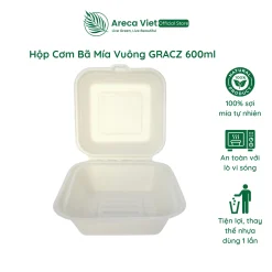 Hộp cơm bã mía vuông GRACZ 600ml [Gói 50 cái]
