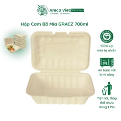 Hộp cơm bã mía chữ nhật GRACZ 700ml [Gói 50 cái]