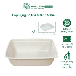Hộp đựng bằng bã mía GRACZ 600ml [Gói 50 cái]