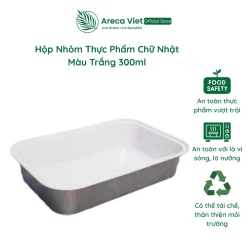 Hộp nhôm thực phẩm chữ nhật màu trắng 300ml (Thùng 125c | 1000c)