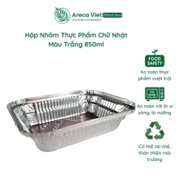 Hộp nhôm thực phẩm chữ nhật màu trắng 850ml (Thùng 125c | 1000c)