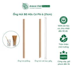 Ống hút bã hữu cơ phi 6, dài 21cm [Gói 200 cái]