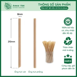 Alternative view of Ống hút bã hữu cơ phi 8, dài 21cm [Gói 200 cái]
