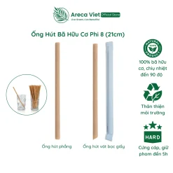 Ống hút bã hữu cơ phi 8, dài 21cm [Gói 200 cái]